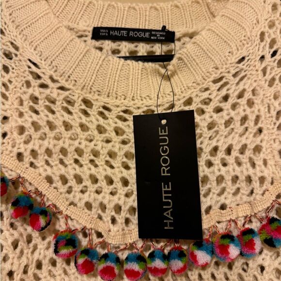 NWT Women’s Haute Rogue Kelly Pom Pom Crocheted Sweater | Small - Picture 7 of 10
